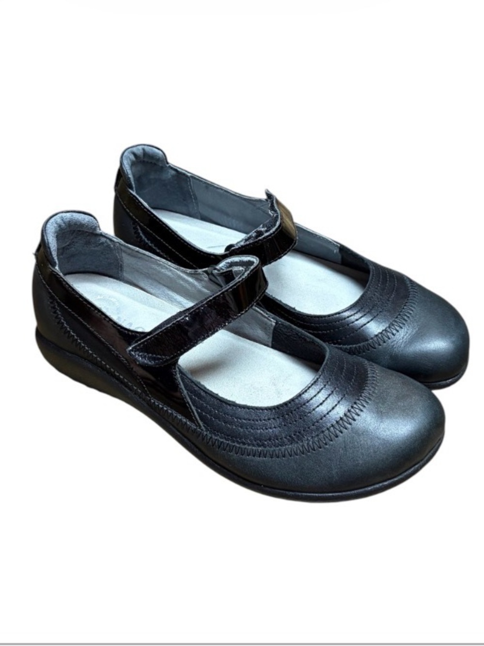 Naot Kirei Black Leather Mary Jane Loafers Women's 7 EU 38 Comfort Arch Support